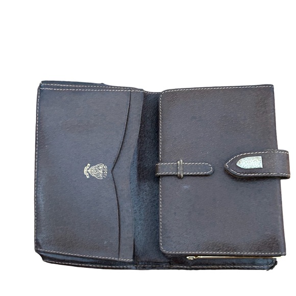 1970s Vintage Gucci Supreme Monogram Canvas Leather GG Gold Clasp Clutch Wallet - Picture 11 of 16